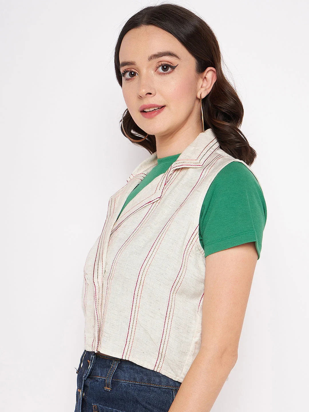 Madame Beige Lapel Collar Neck Shrug - Image 4
