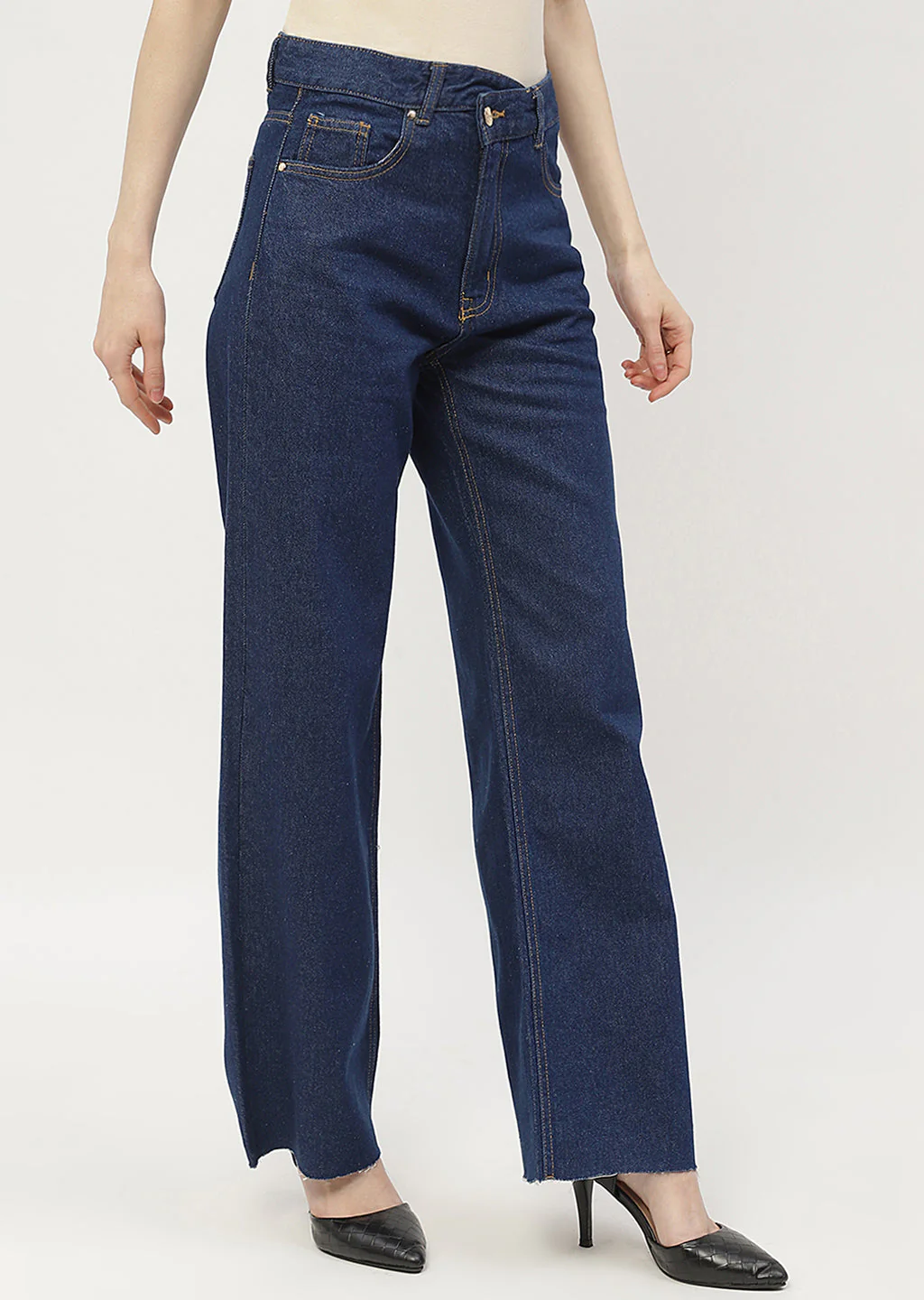 Madame Highly Washed Blue Wide Leg Jeans - Image 3