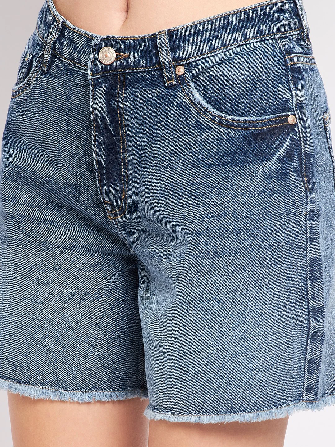 Madame Blue Mid Rise Denim Shorts - Image 6