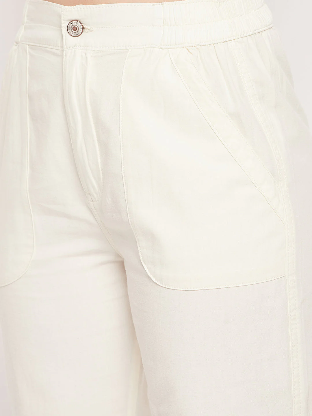 Madame White Elasticated Cotton Joggers - Image 6