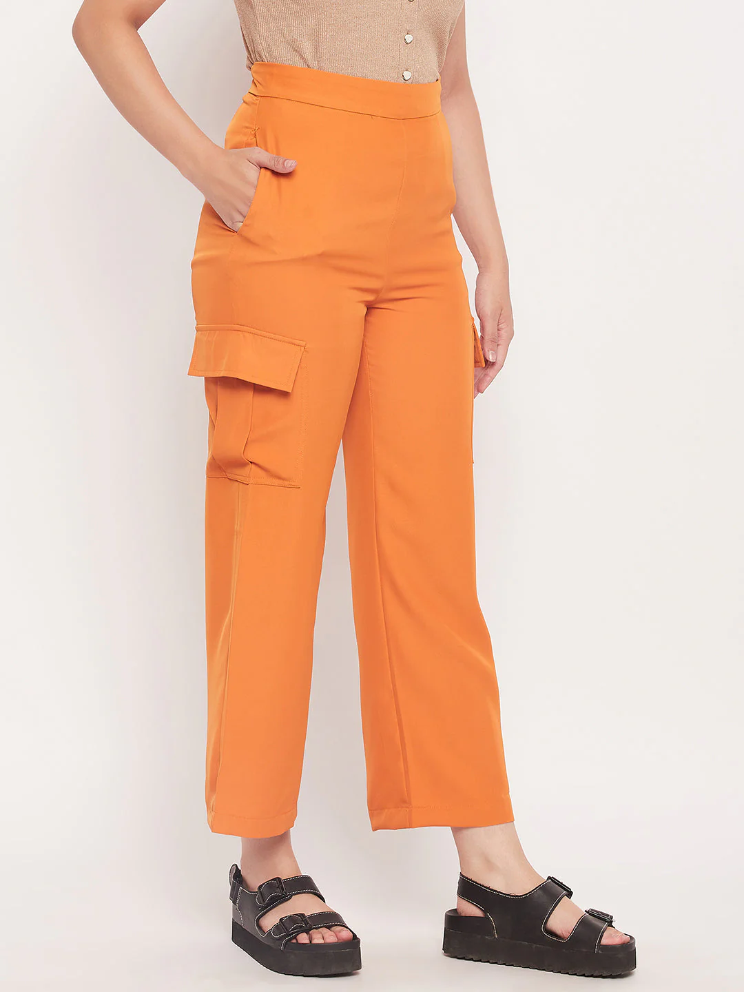 Madame Orange Zipped Cargo Pants - Image 3