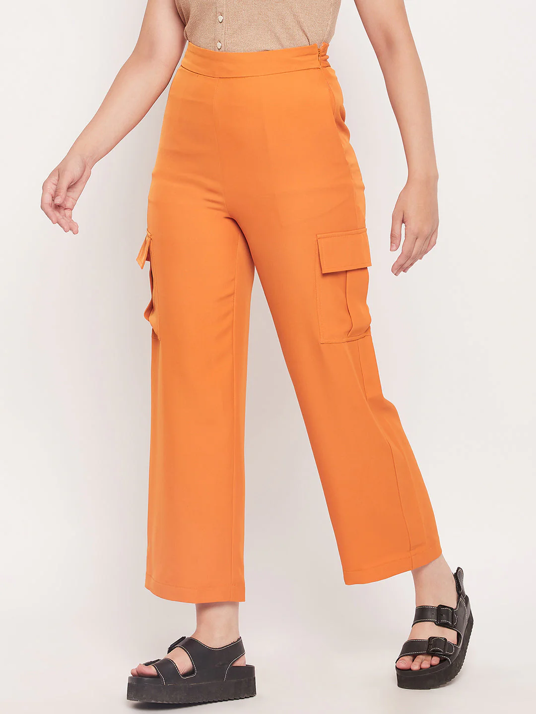 Madame Orange Zipped Cargo Pants - Image 4