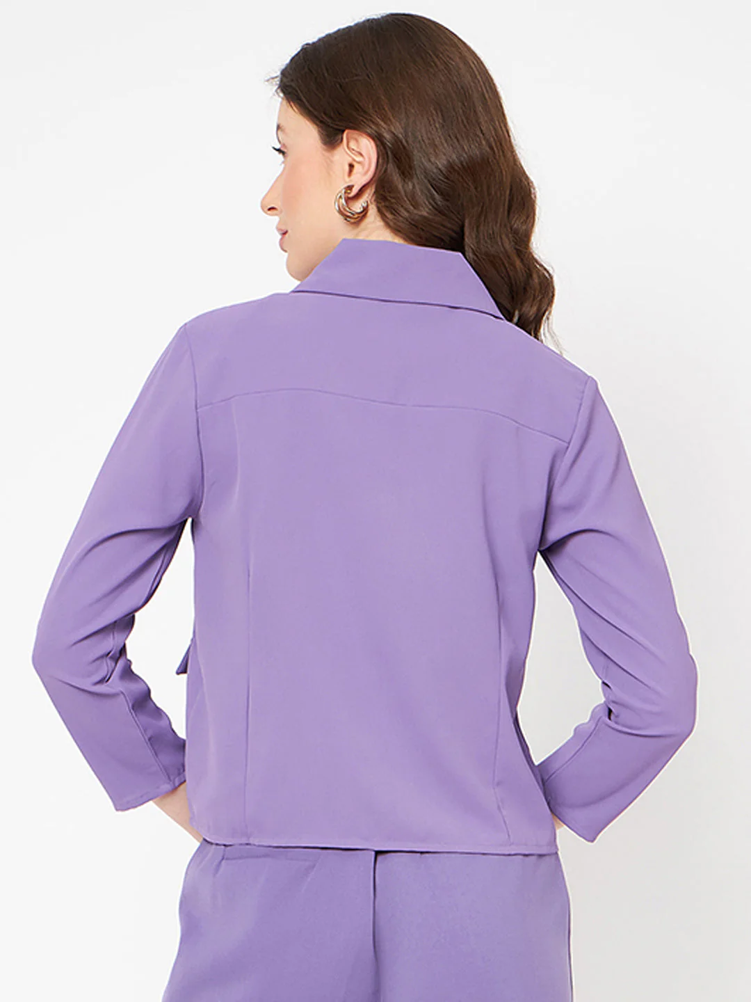 Madame Flat Collar Solid Lilac Blazer - Image 5