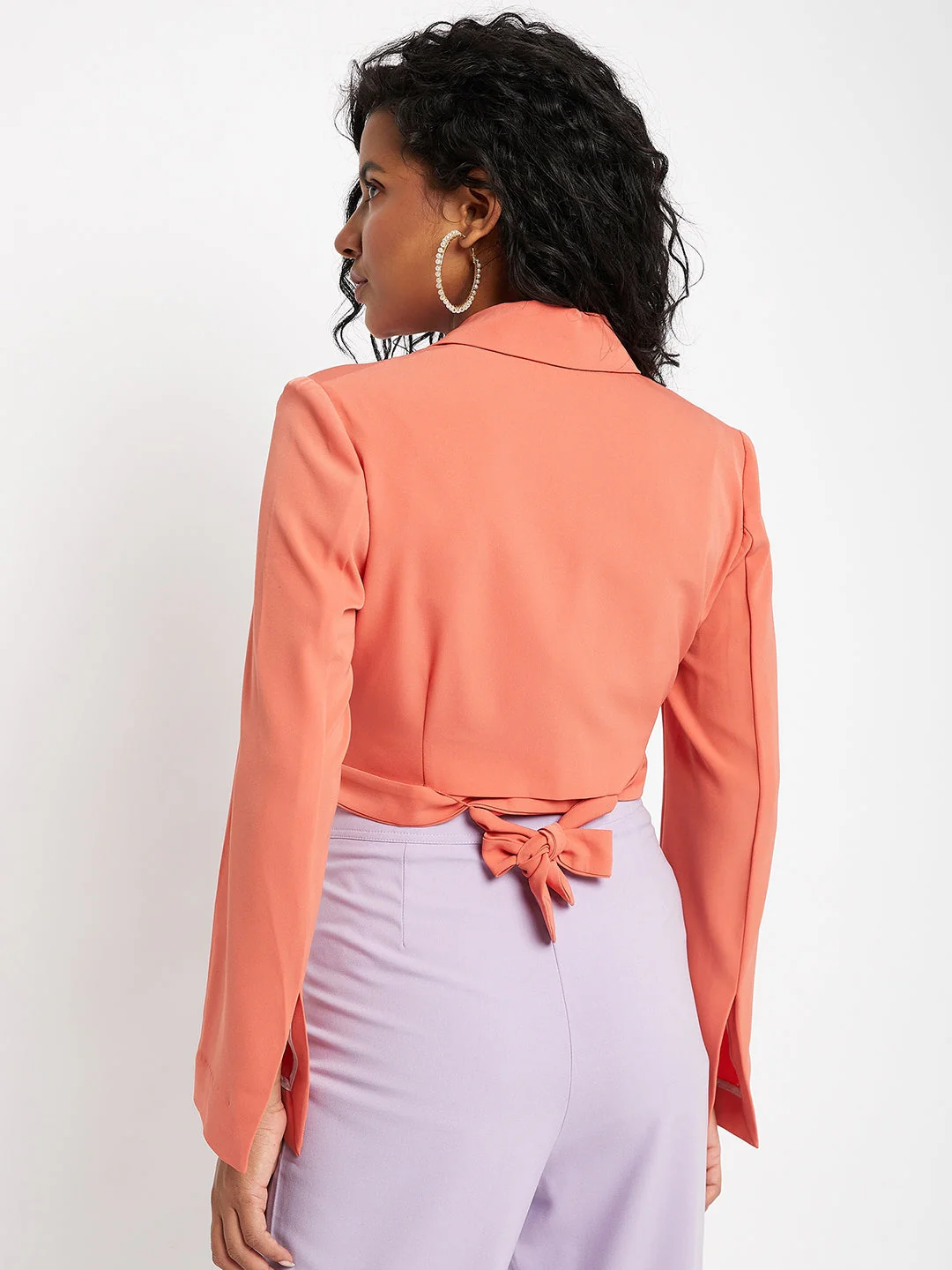 Madame Tie-Around Waist Coral Blazer - Image 5