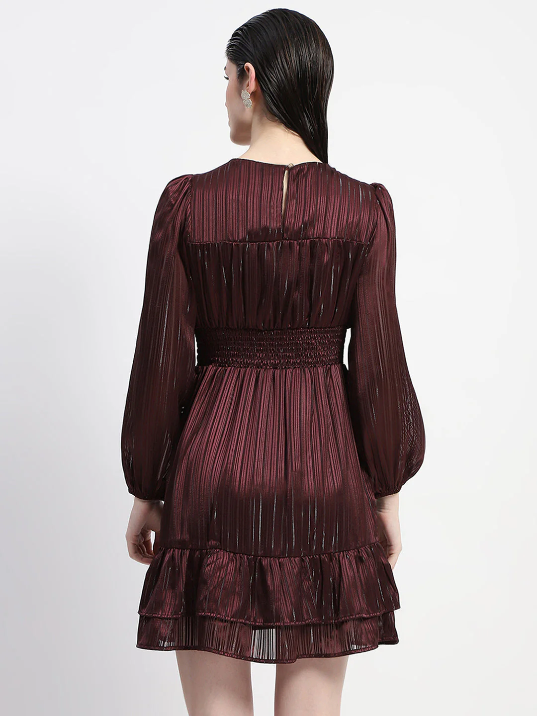 Madame Tiered Hem Cinched Waist Midi Dress - Image 5