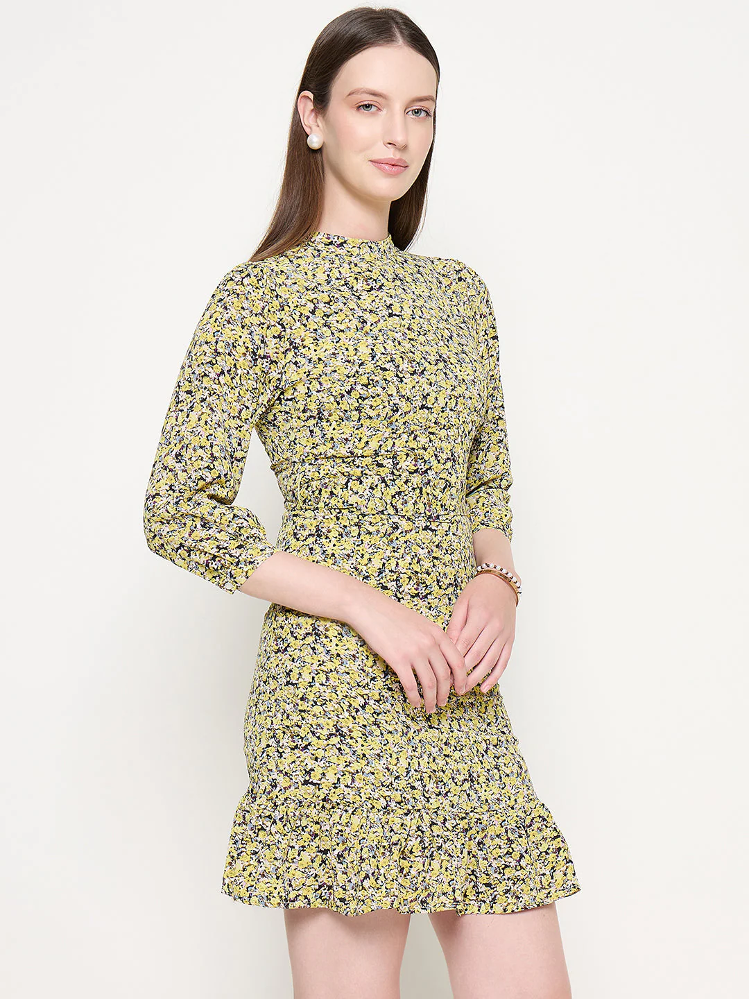 Madame Women Citrus Yellow Floral Print Casual Dress - Image 4
