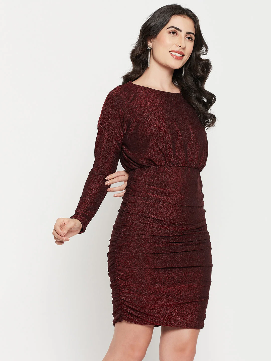 Madame Red Shimmer Bodycon Dress - Image 5