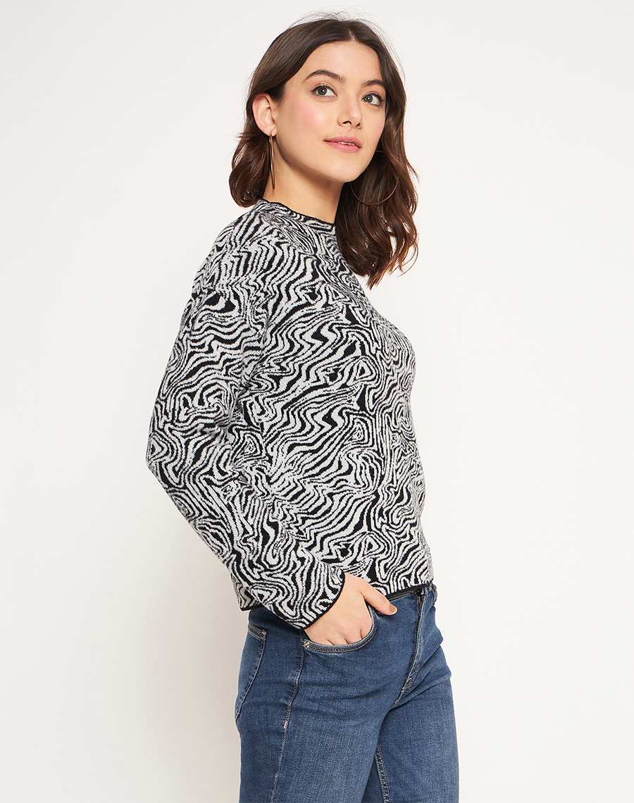 Madame Black Animal Print Sweater - Image 4