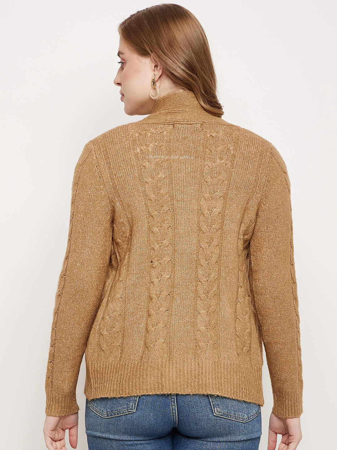 Madame Khaki Cable Knit Shrug - Image 3