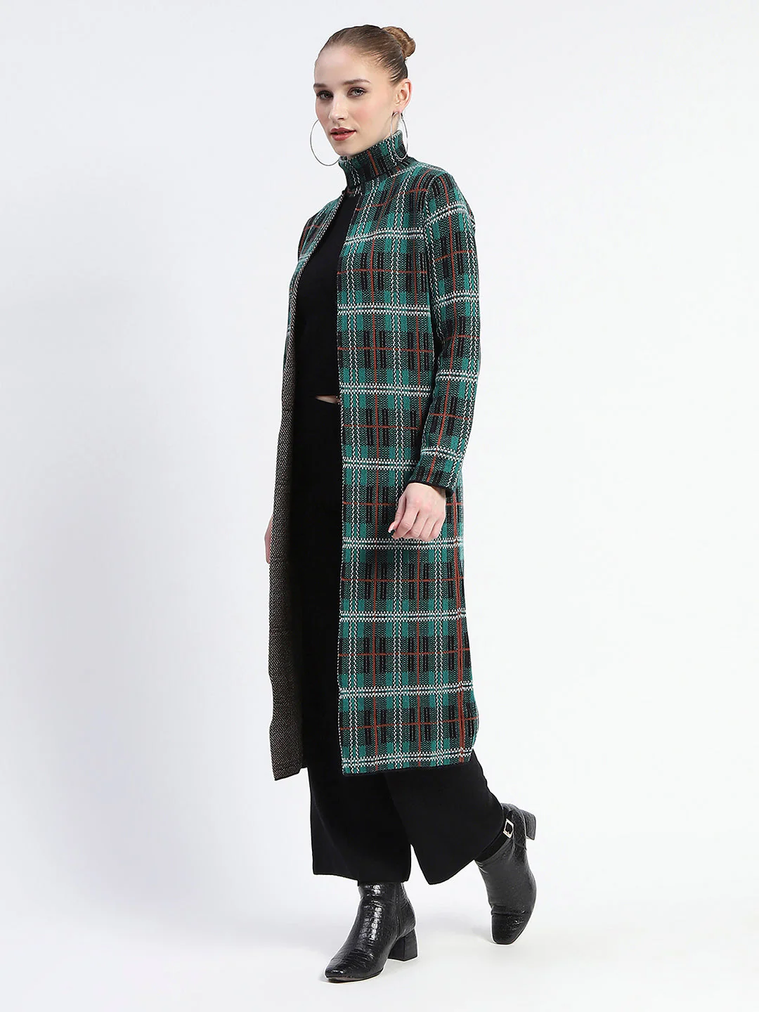 Madame Emerald Green Geometric Print Shrug With Top And Bottom Co-Ord Set - Image 4