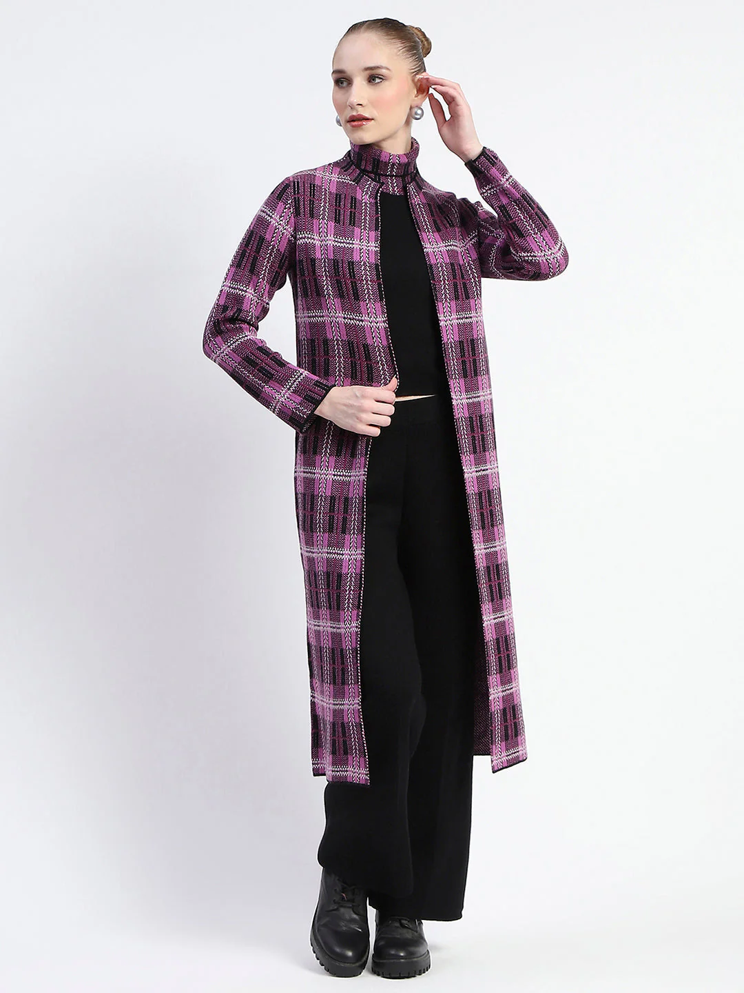 Madame Mauve Geometric Print Shrug With Sleeveless Top And Bottom Co-Ord Set - Image 4