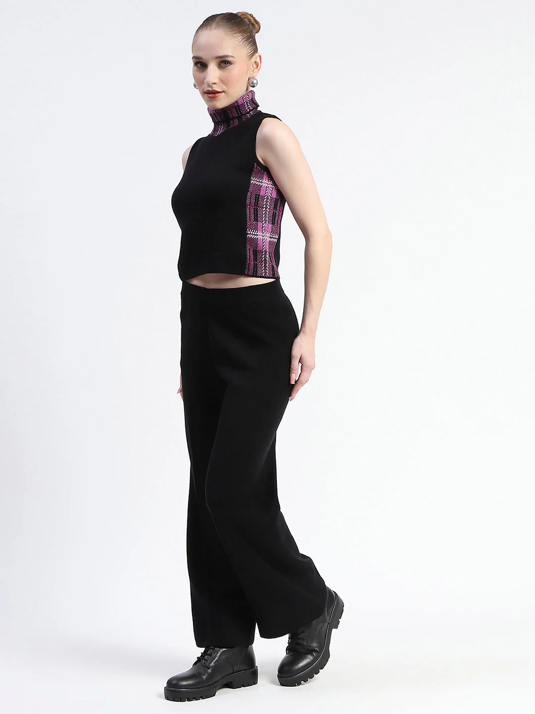 Madame Mauve Geometric Print Shrug With Sleeveless Top And Bottom Co-Ord Set - Image 6