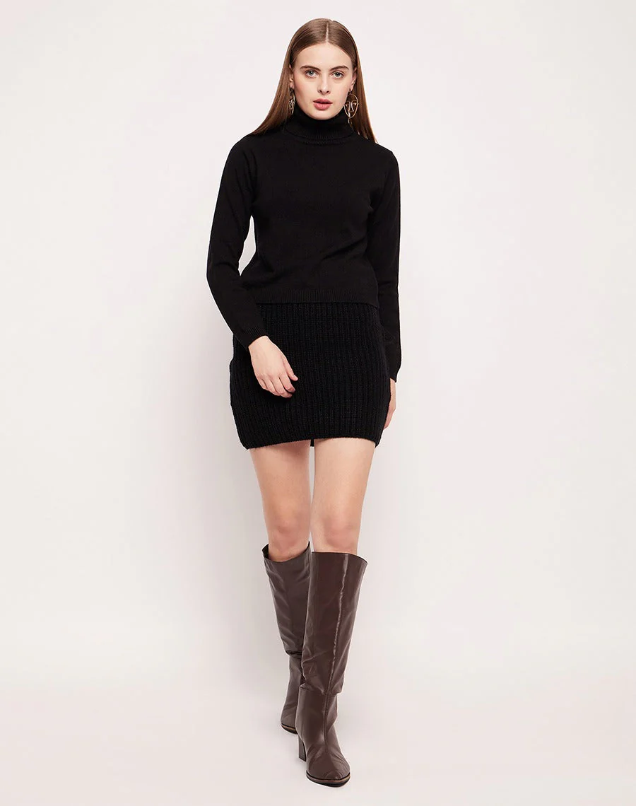 Madame Skirt And Turtleneck With Shrug Black Co-Ord Set - Image 4