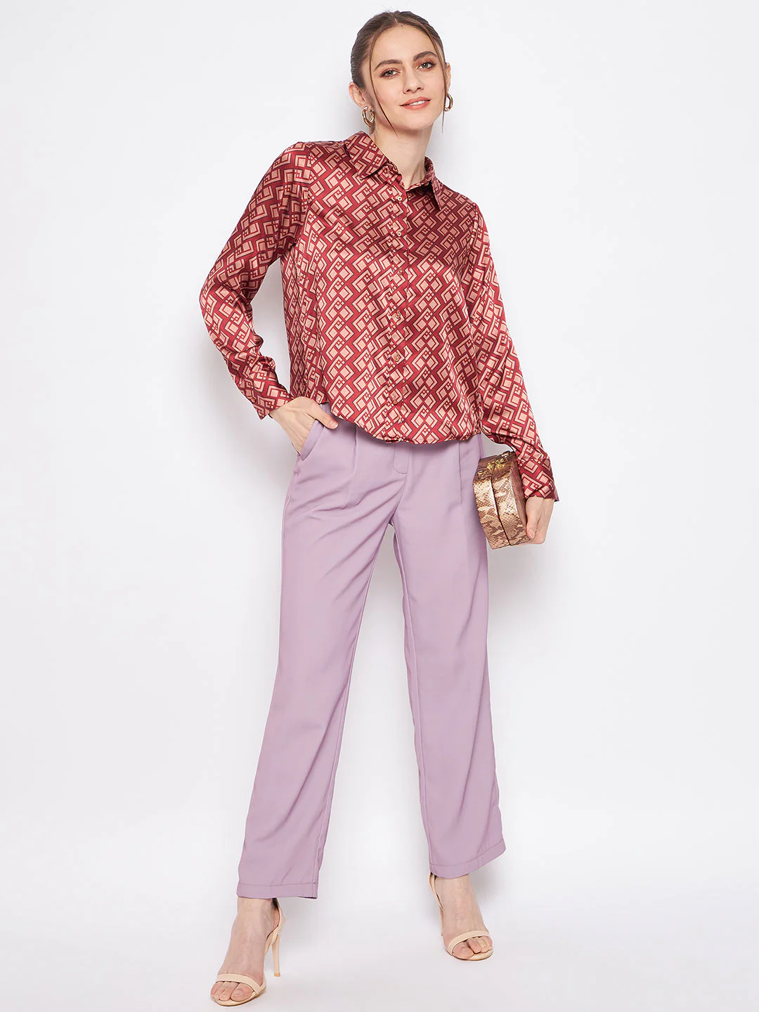 Madame Women Printed Rosewood Shirt - Image 5