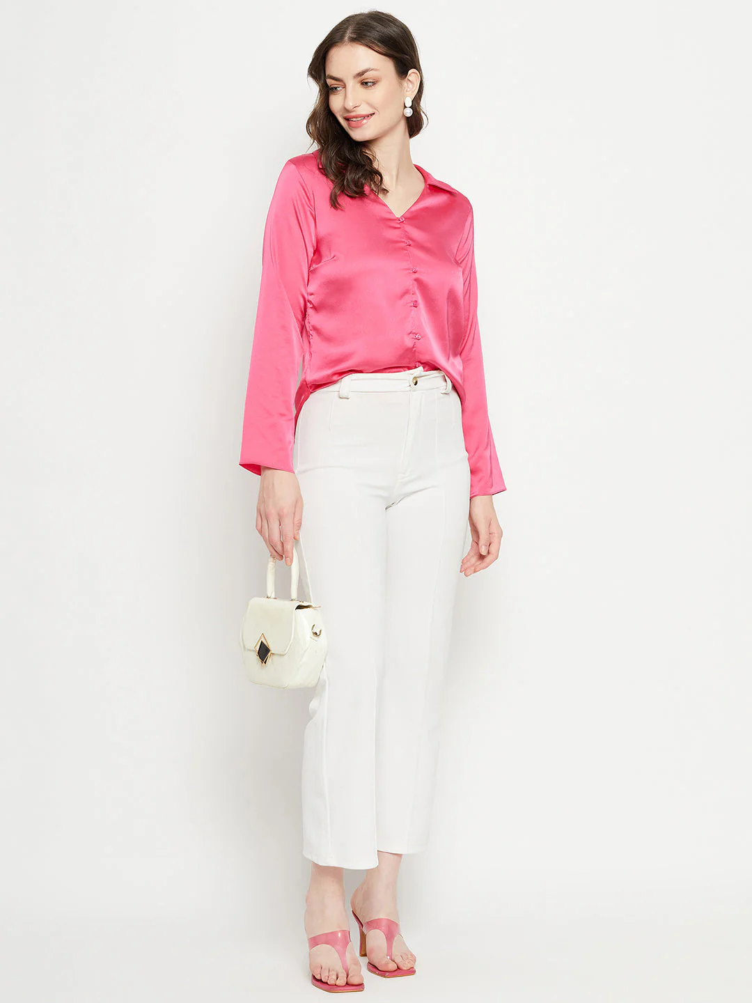 Madame Hot-Pink Satin Shirt - Image 3