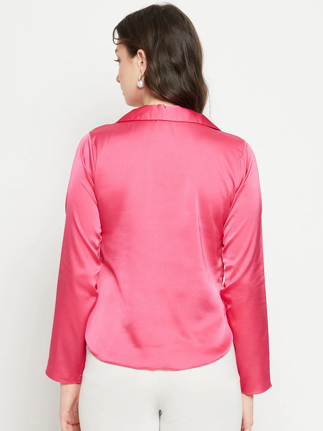 Madame Hot-Pink Satin Shirt - Image 4