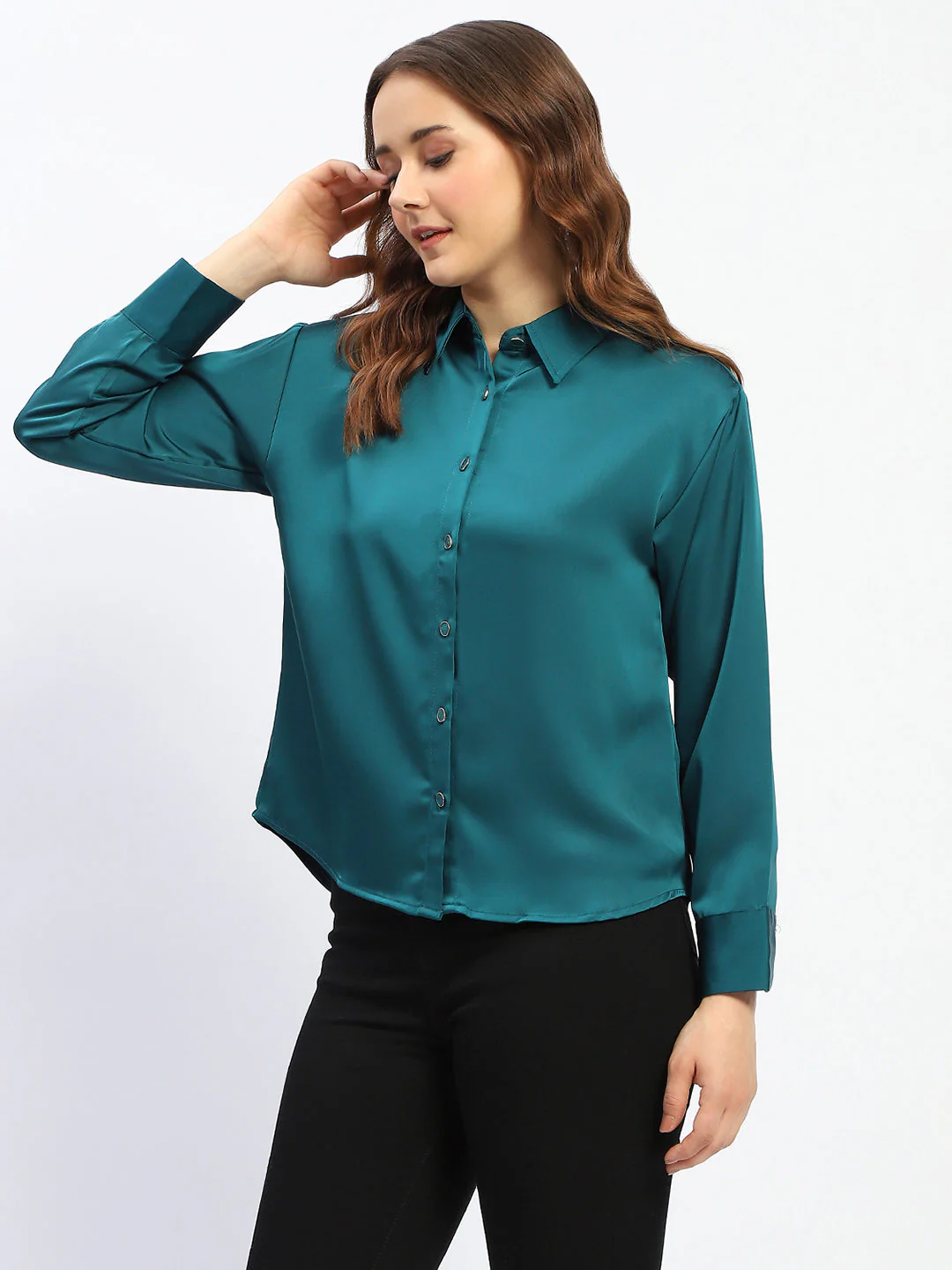 Madame Teal Button Down Shirt - Image 4