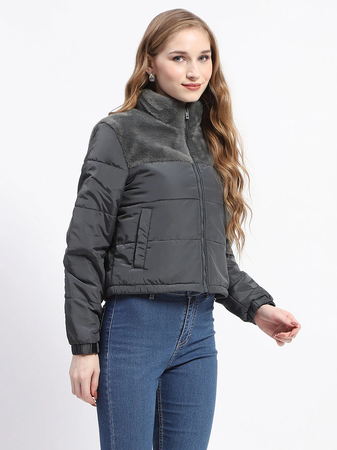 Madame Emerald Green High Neck Quilted Puffer Jacket - Image 3