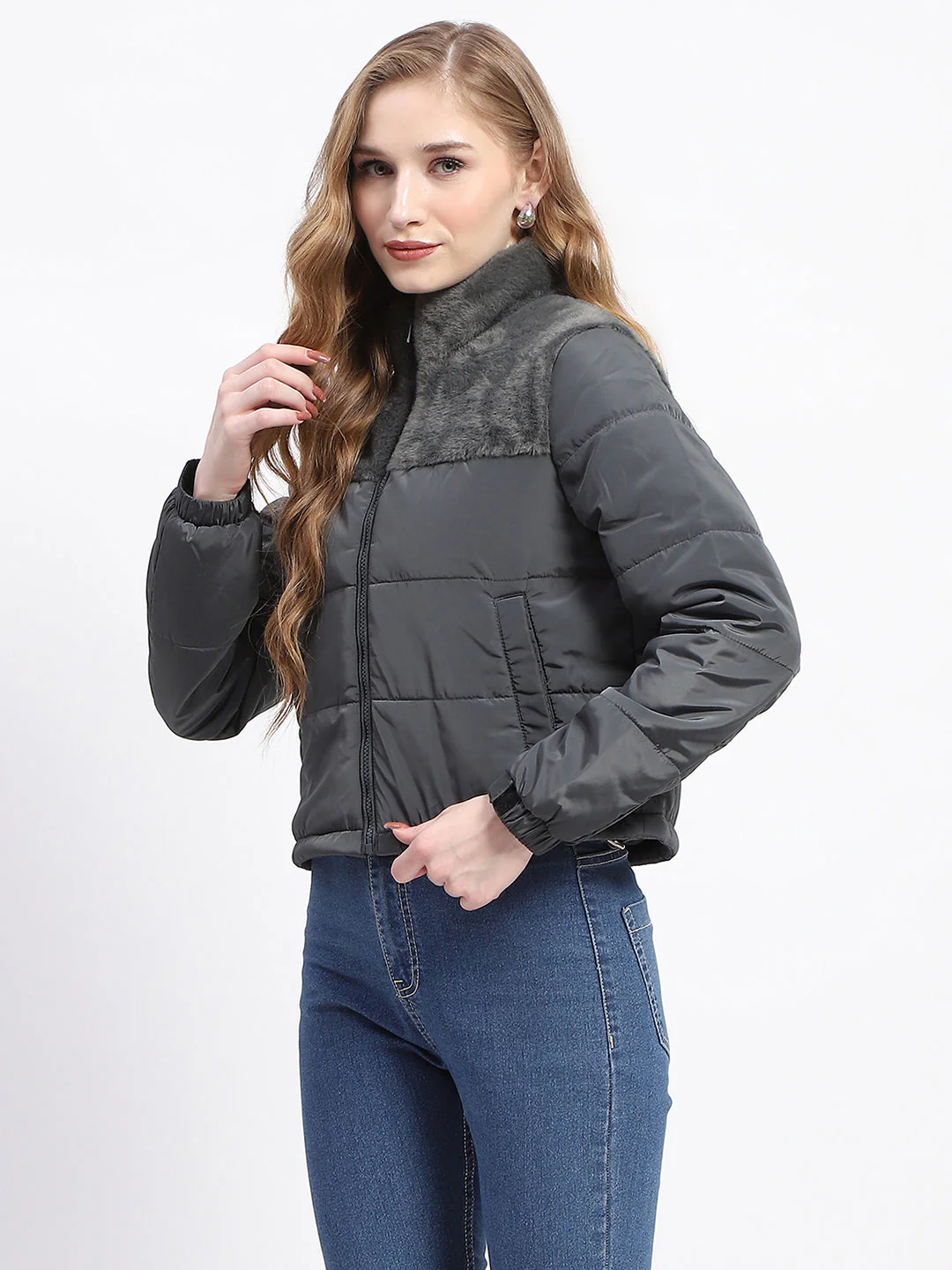 Madame Emerald Green High Neck Quilted Puffer Jacket - Image 4