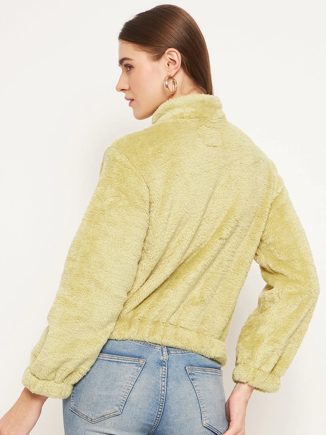 Madame Fleece Mock Neck Apple Green Sweatshirt - Image 3