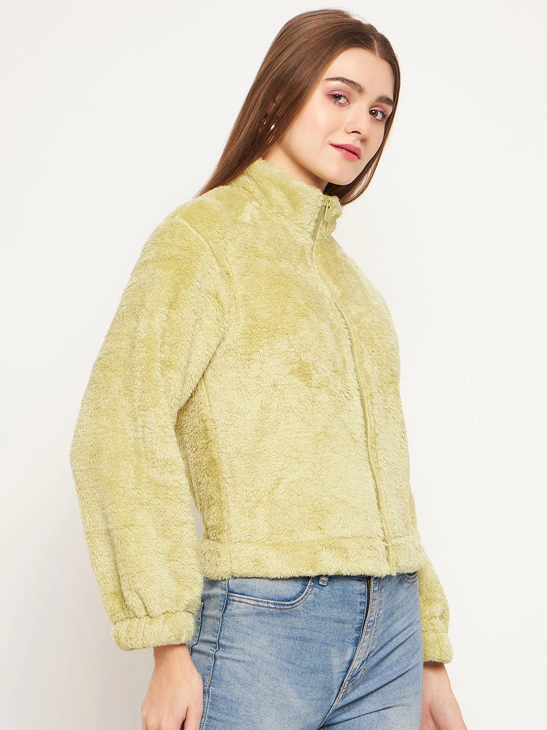 Madame Fleece Mock Neck Apple Green Sweatshirt - Image 4