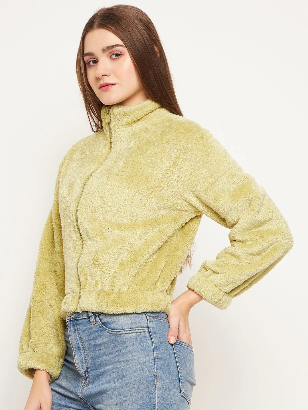 Madame Fleece Mock Neck Apple Green Sweatshirt - Image 5
