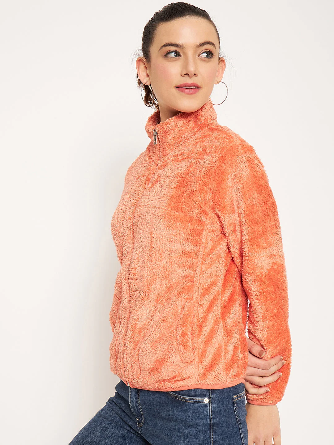 Madame Light Orange High Neck Sweatshirt - Image 3