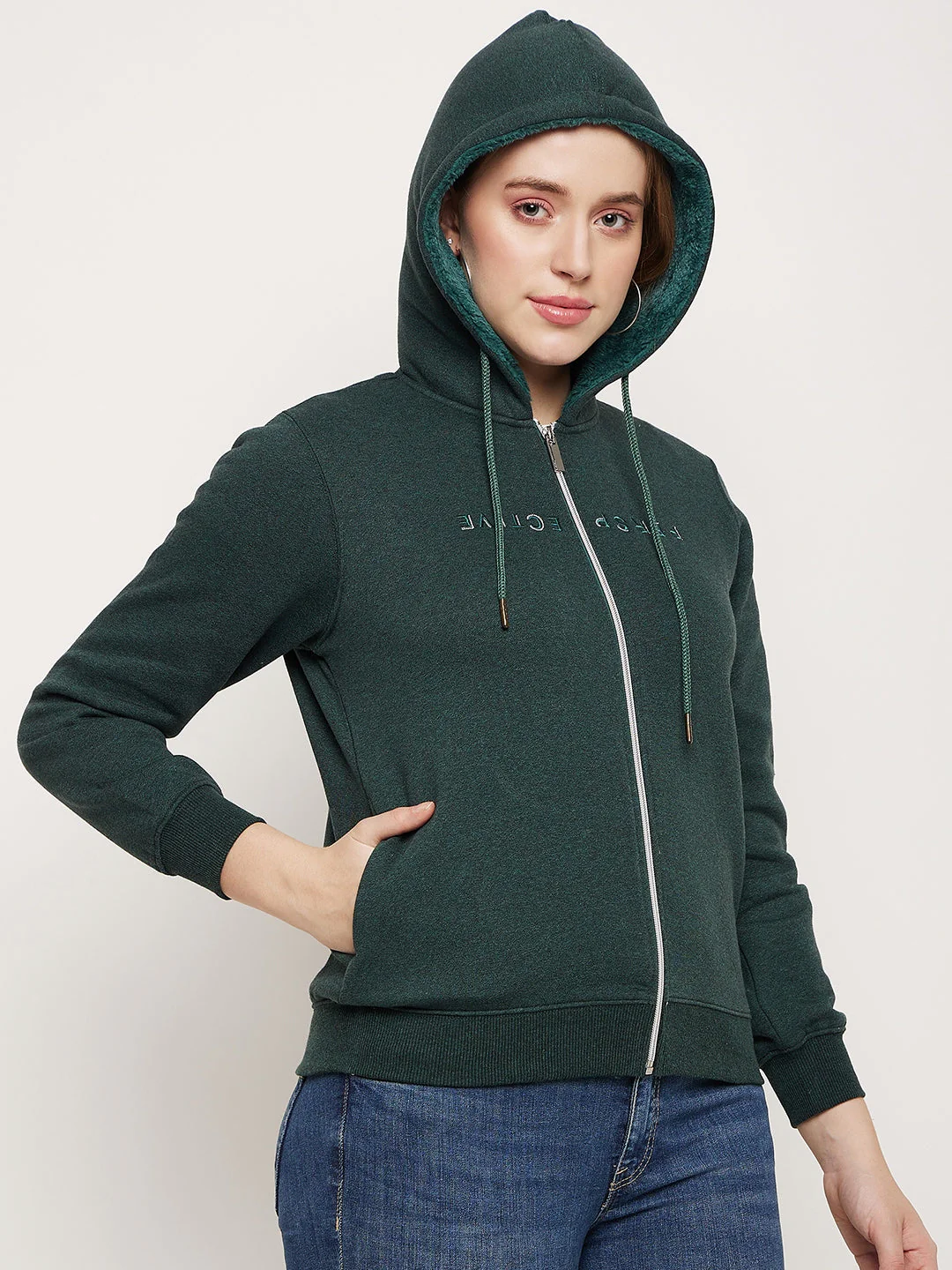 Madame Bottle Green Hood Neck Sweatshirt - Image 4