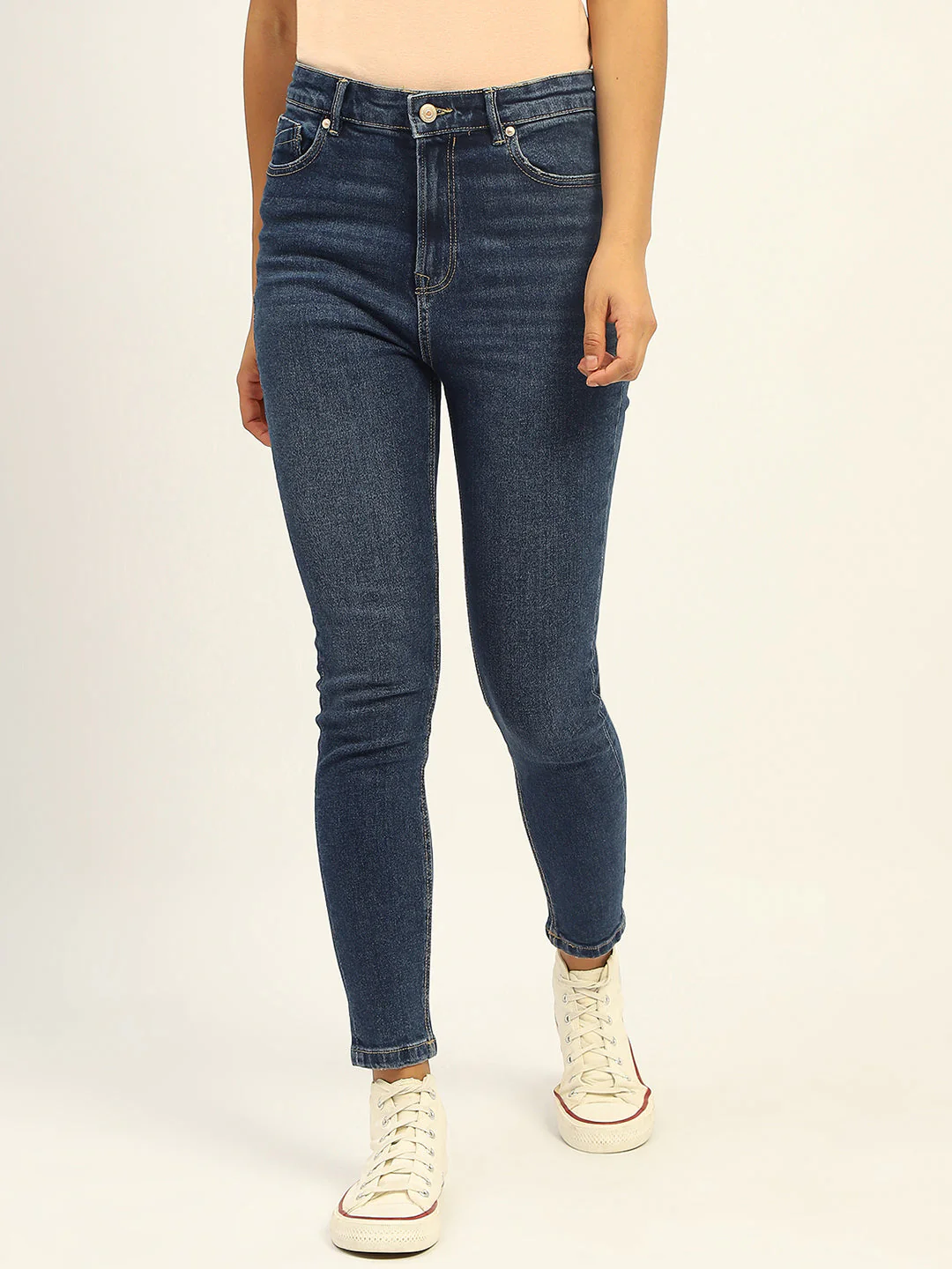Madame Skinny Fit Raw Hem Cotton Dark Blue Denim - Image 4