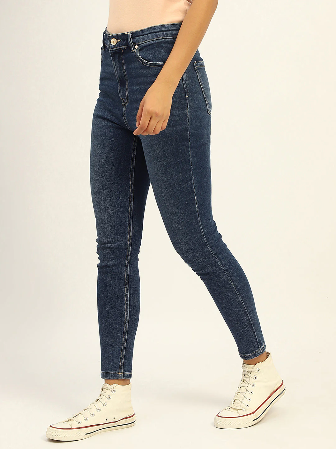Madame Skinny Fit Raw Hem Cotton Dark Blue Denim - Image 5