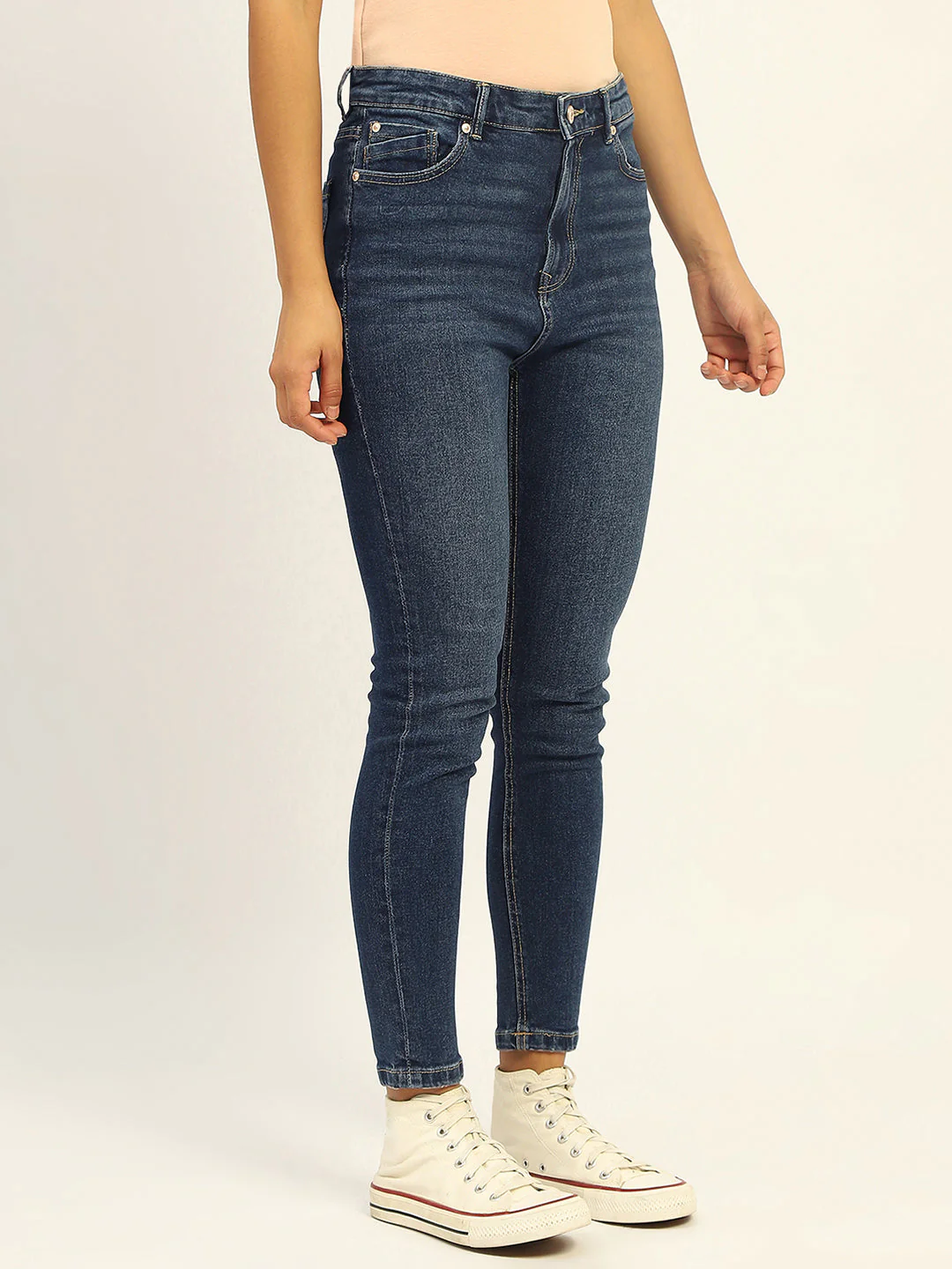 Madame Skinny Fit Raw Hem Cotton Dark Blue Denim - Image 6