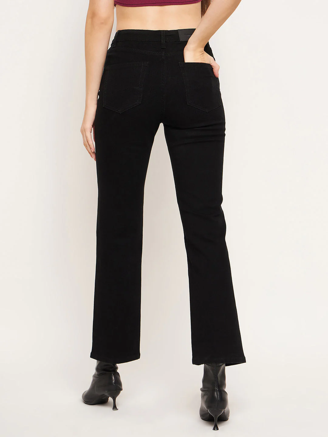 Madame Front Slit High-Rise Straight Black Jeans - Image 3