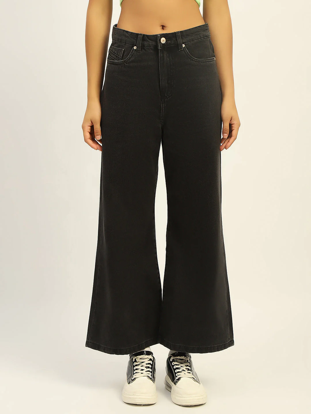 Madame Wide Leg Charcoal Cotton Denim - Image 4
