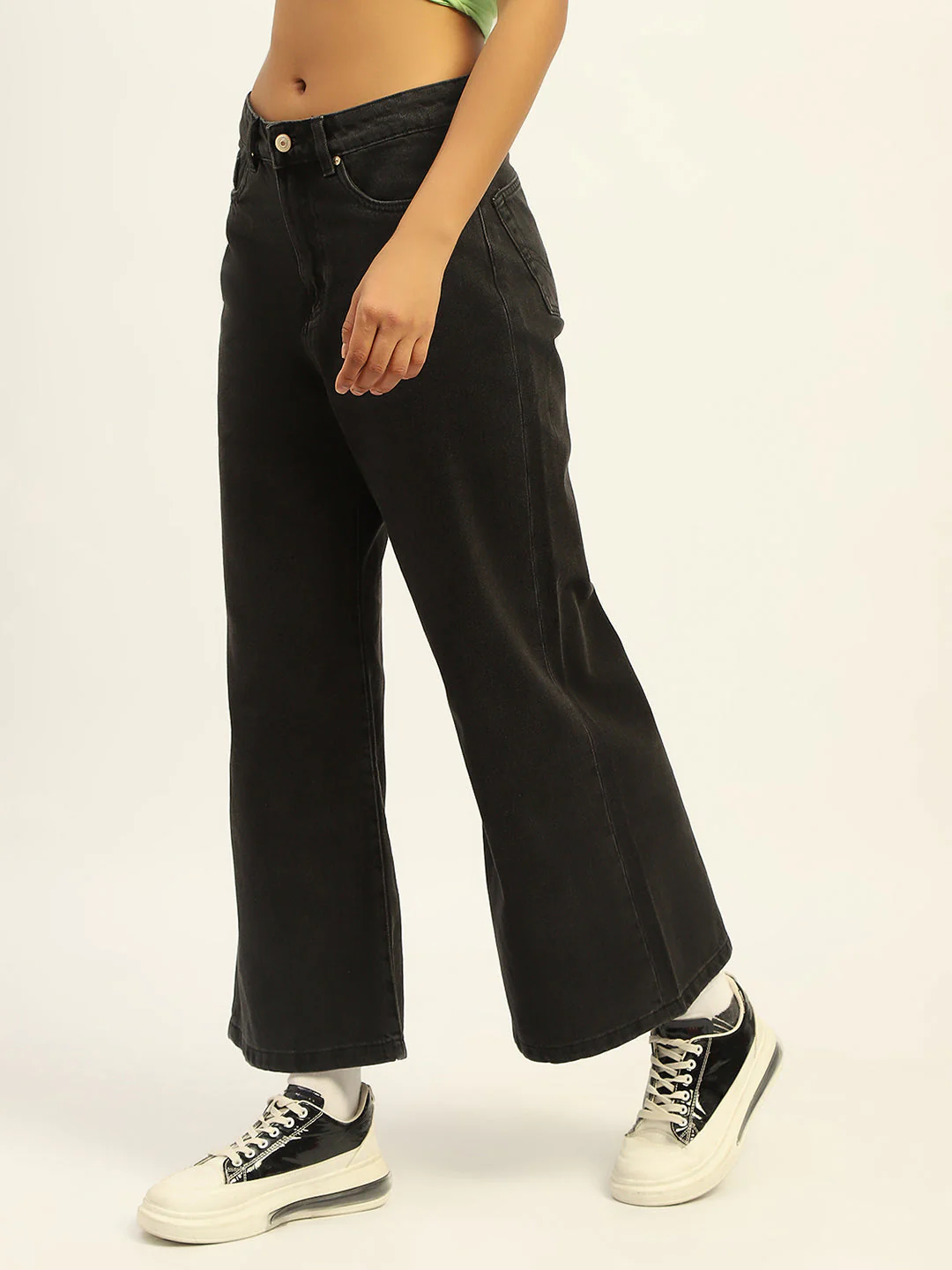Madame Wide Leg Charcoal Cotton Denim - Image 5