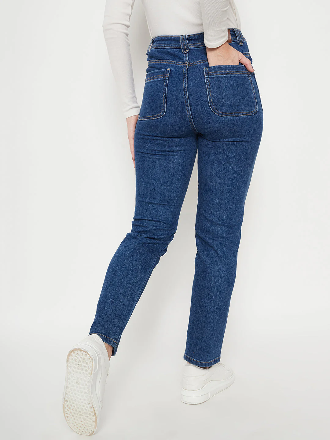 Madame Women Solid Dark Blue Jeans - Image 3