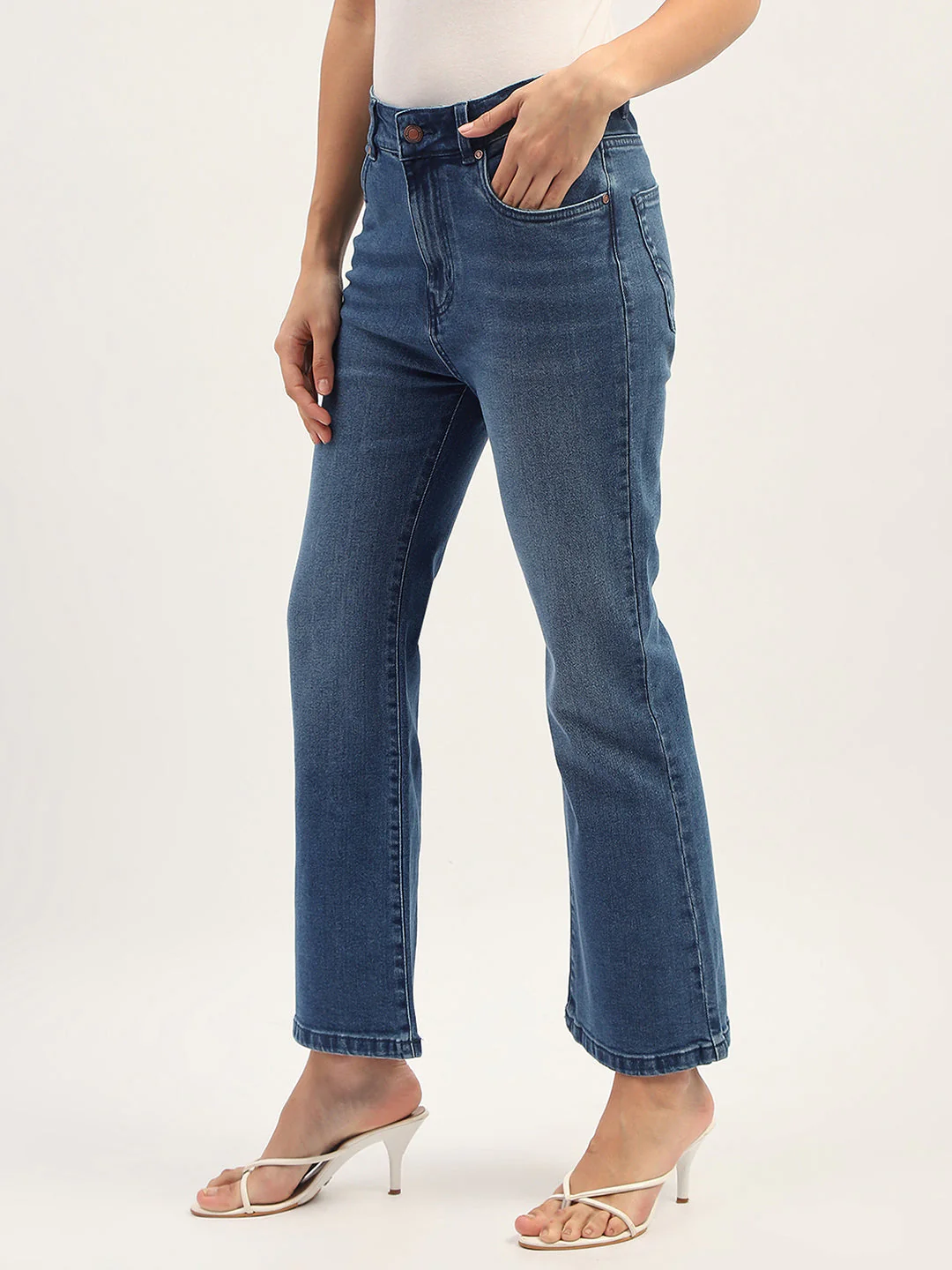 Madame Dark Blue Straight Fit Cotton Denim - Image 5