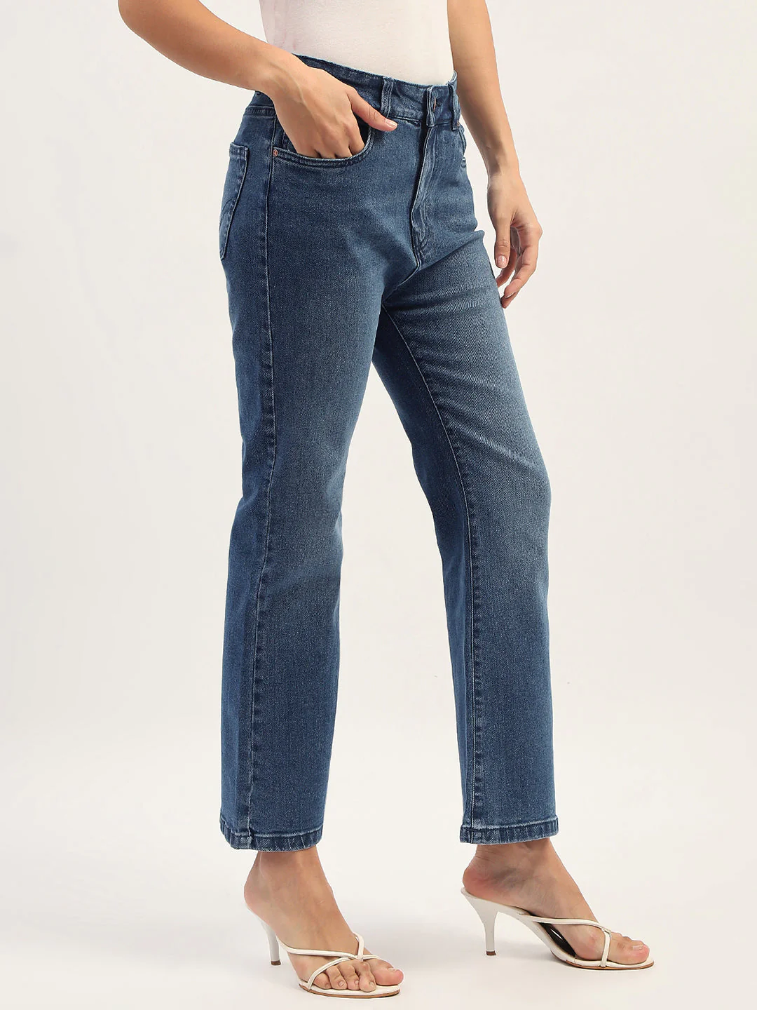 Madame Dark Blue Straight Fit Cotton Denim - Image 6