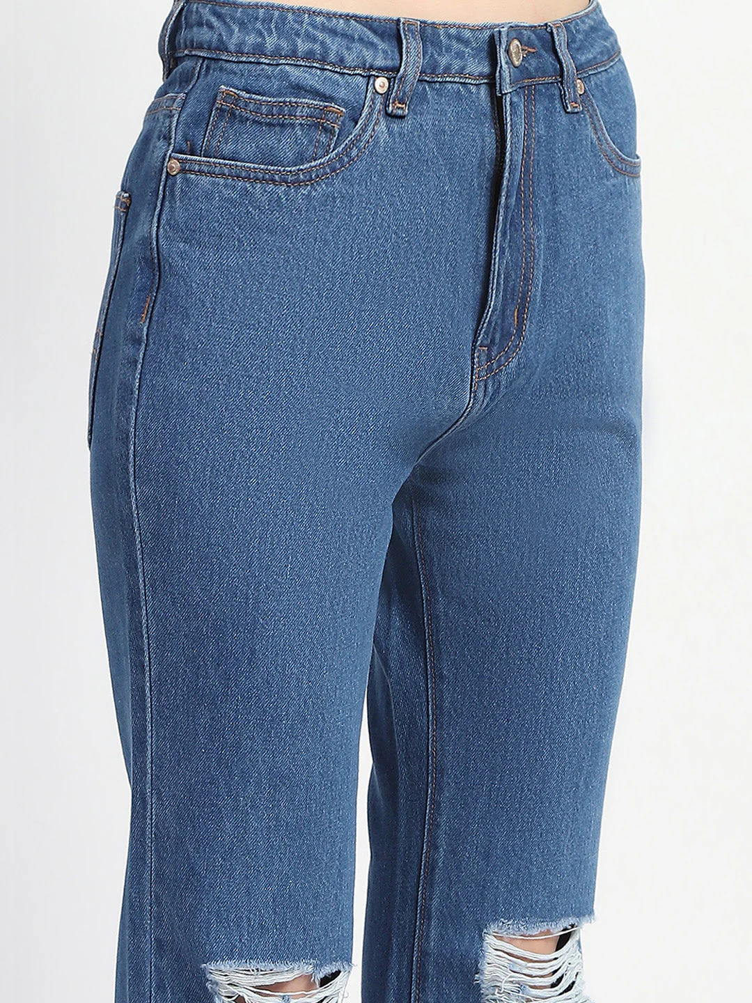 Madame Blue Ripped Flared Denim - Image 6