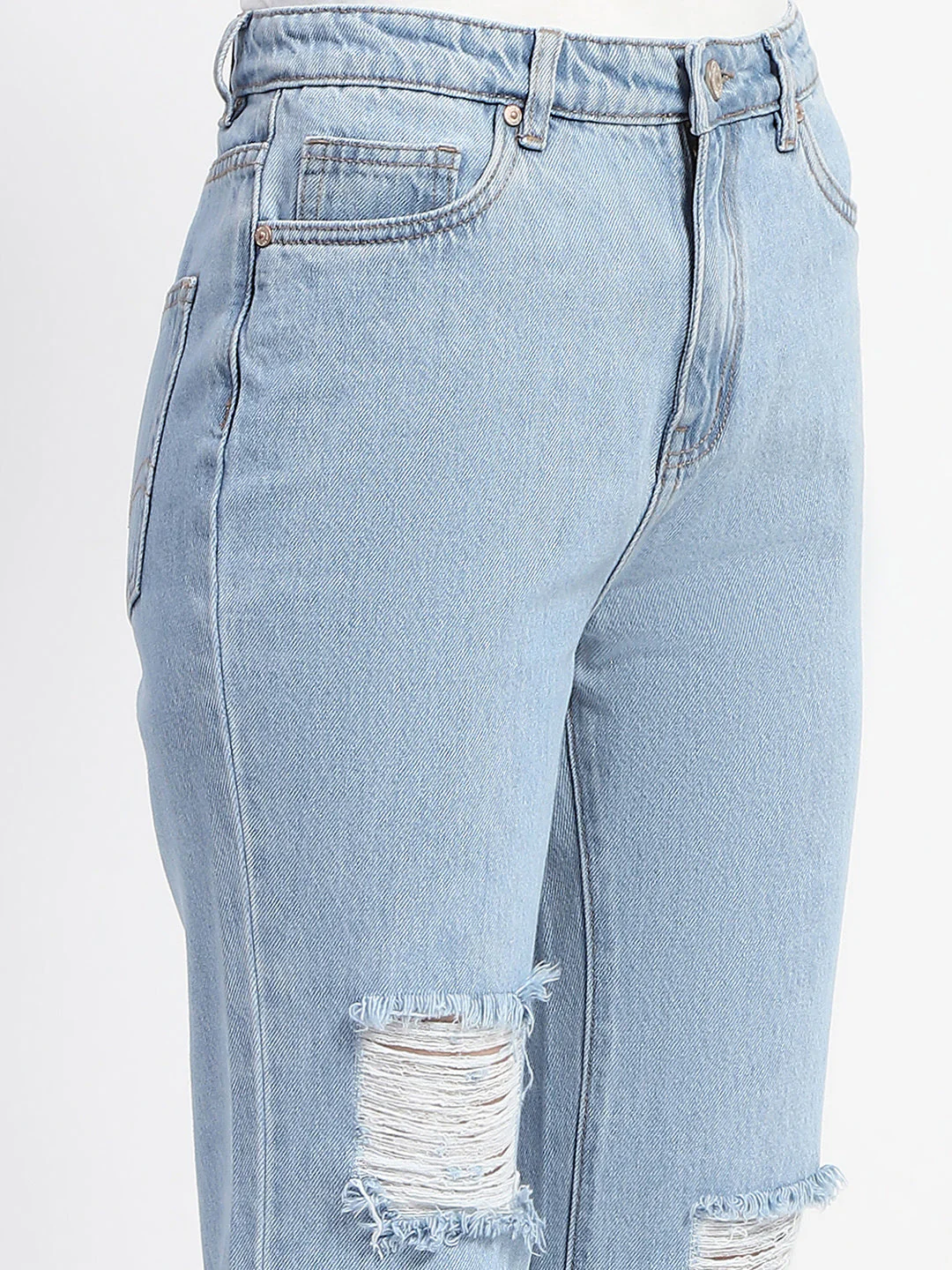 Madame Ice Blue Ripped Flared Denim - Image 6