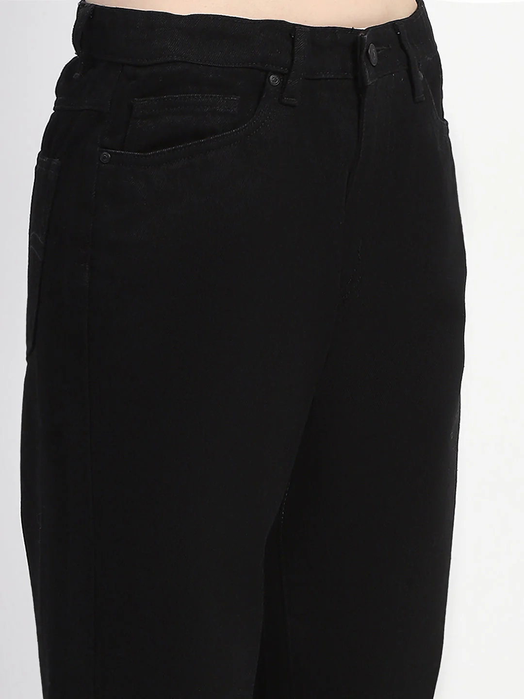Madame Straight Fit Solid Black Denim - Image 6