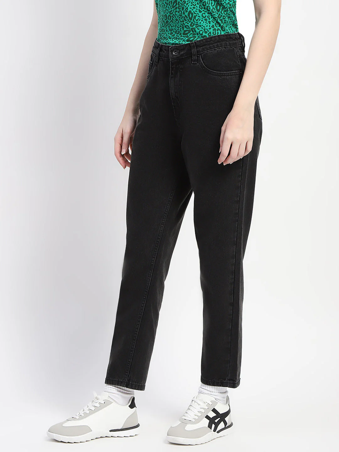 Madame Cotton Solid Black High Waist Denim - Image 4