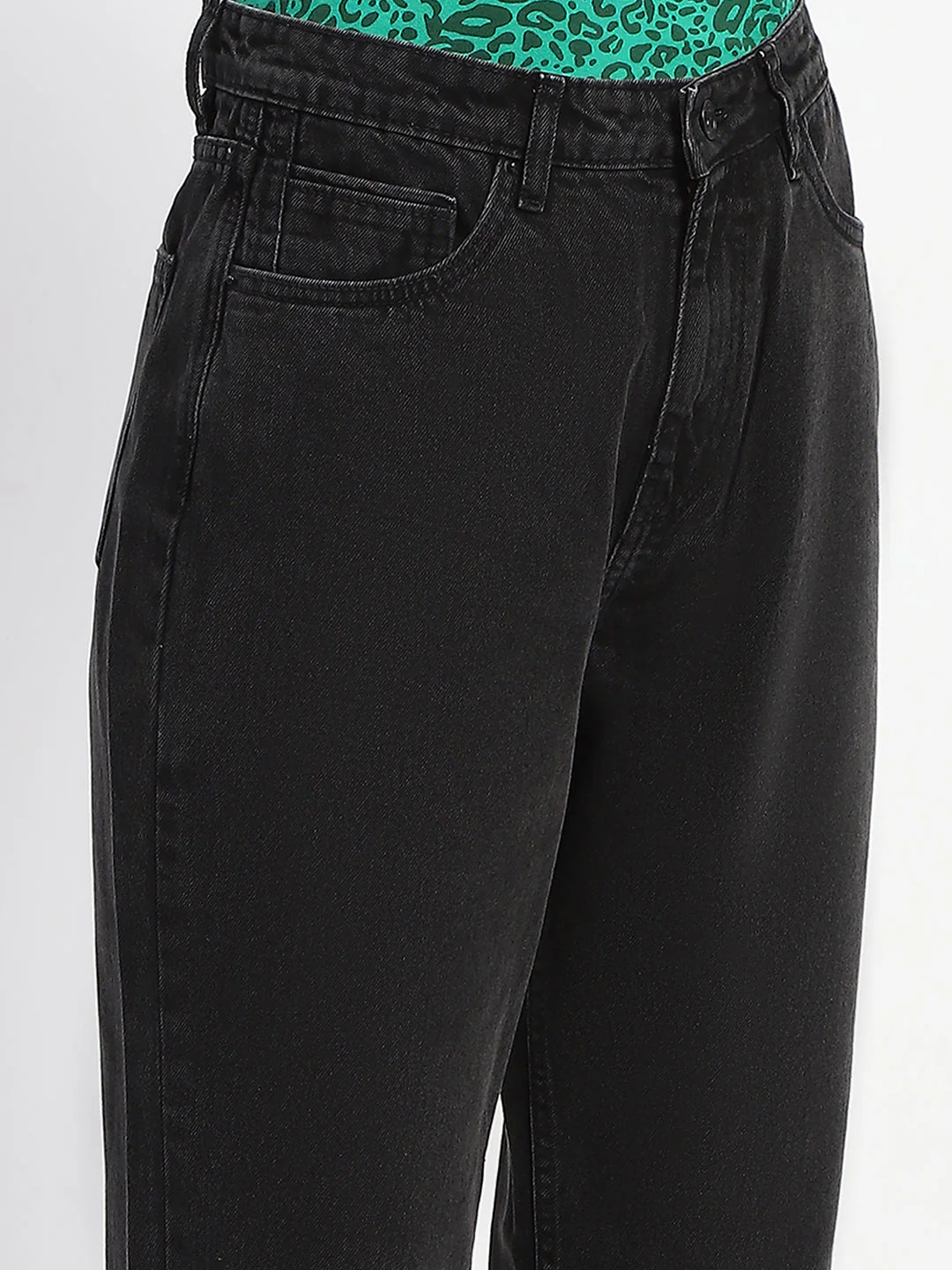 Madame Cotton Solid Black High Waist Denim - Image 6