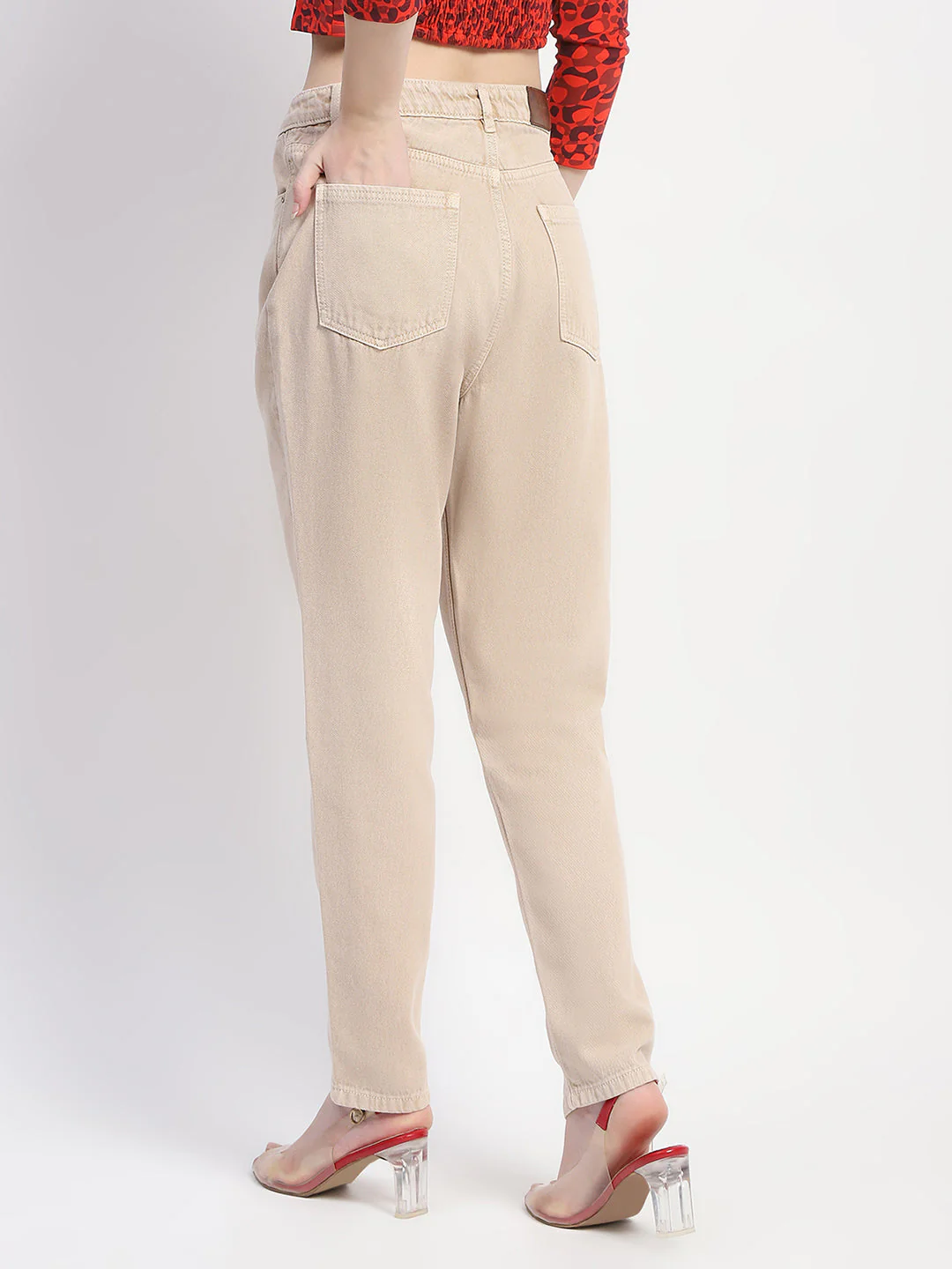 Madame Straight Fit Cotton Beige Denim - Image 5