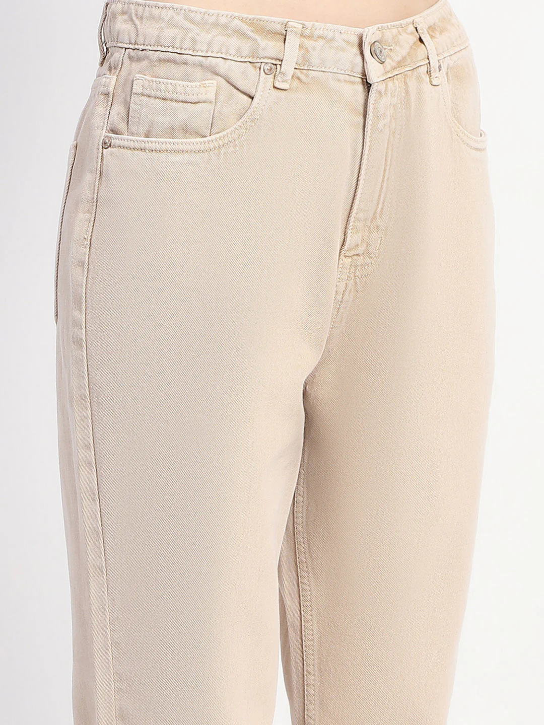 Madame Straight Fit Cotton Beige Denim - Image 6