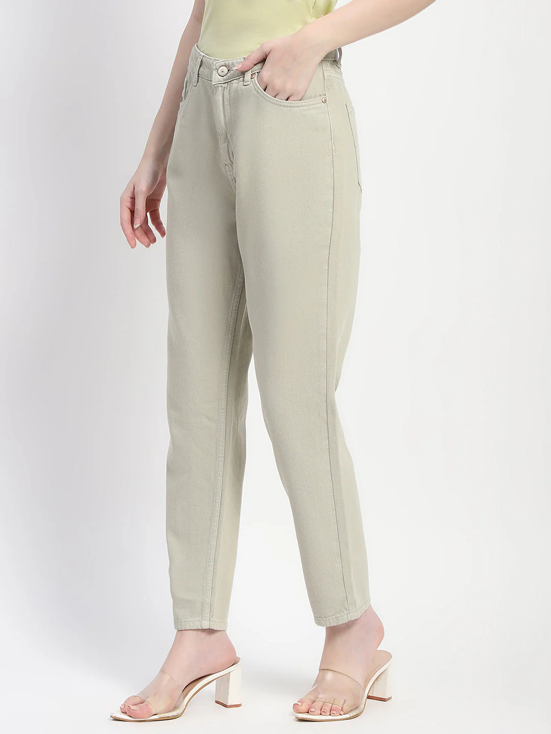 Madame Straight Fit Cotton Mint Denim - Image 4