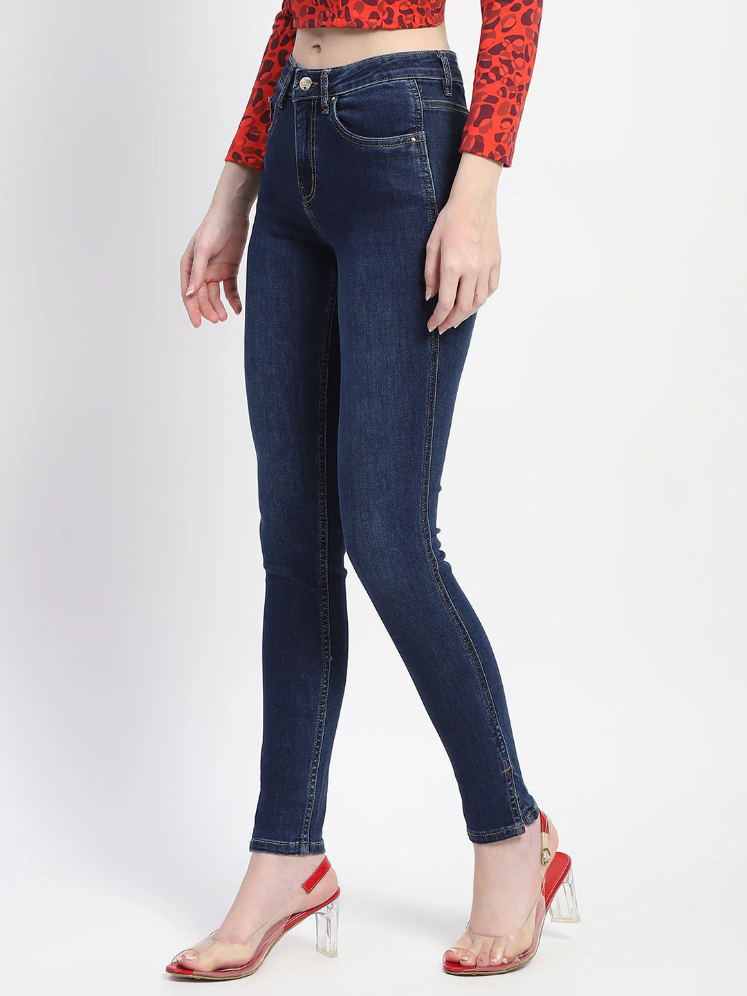 Madame Stone Wash Skinny Fit Blue Denim - Image 4