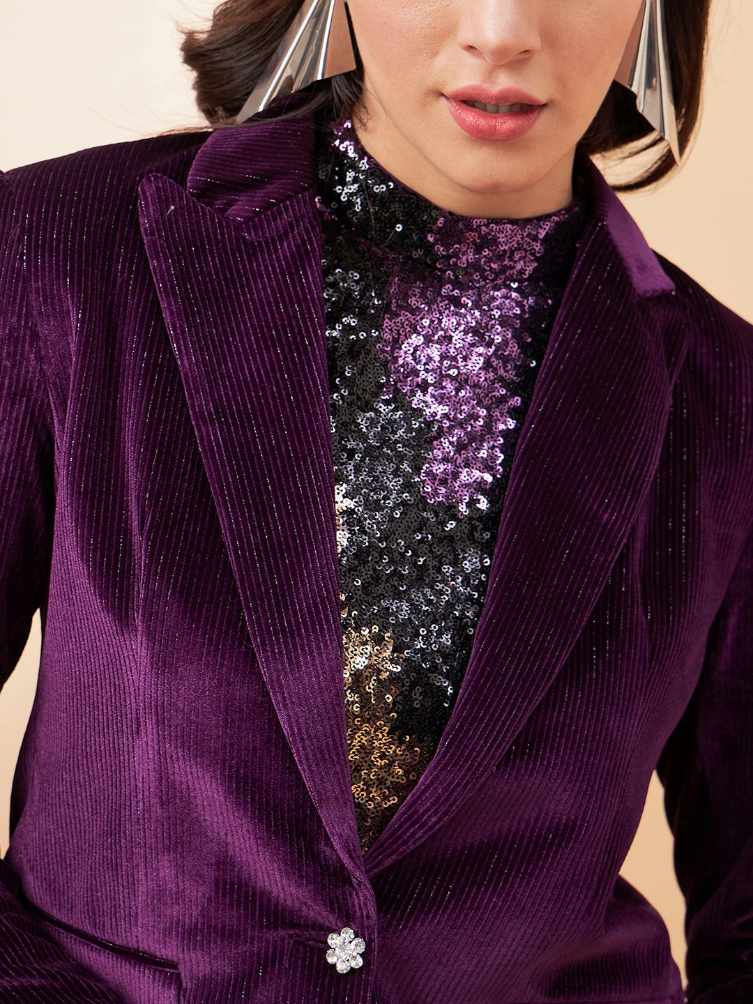 Madame Purple Notched-Lapel Blazer - Image 3