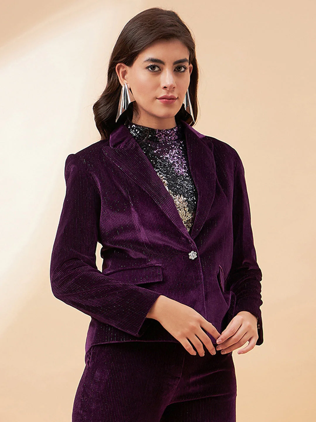 Madame Purple Notched-Lapel Blazer - Image 4