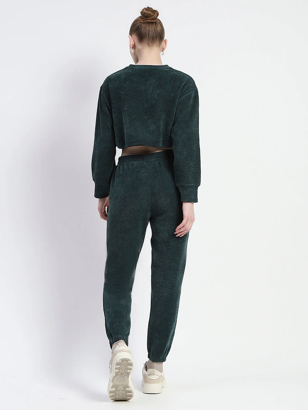 Madame Dusty Green Elasticated Waist Crop Sweatshirt And Bottom Co-Ord Set - Image 5