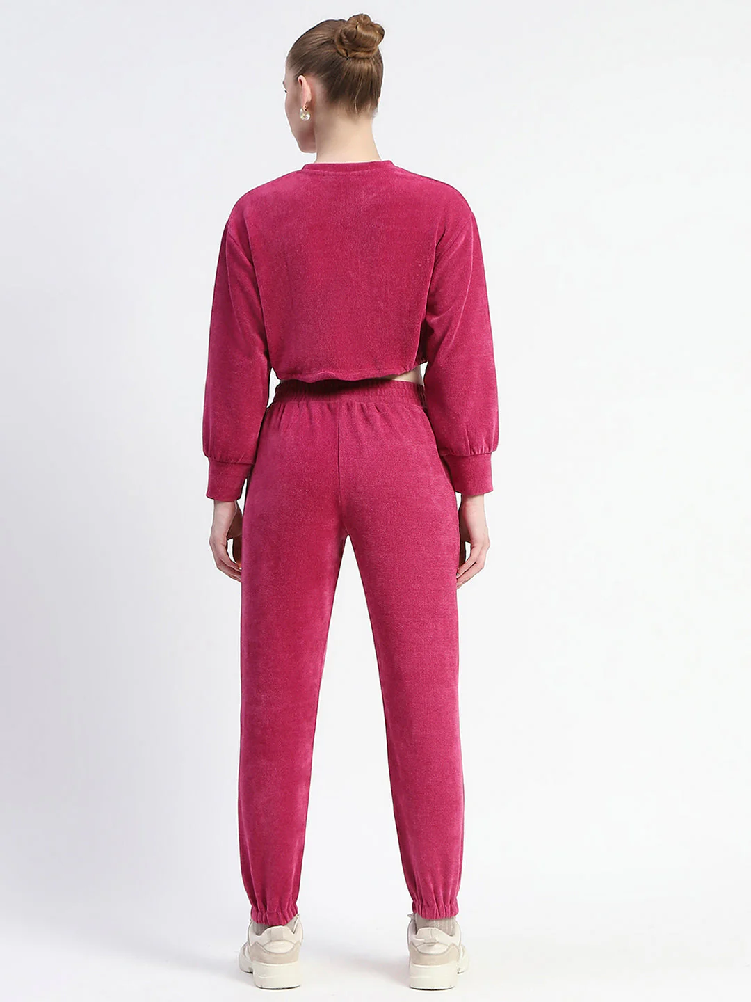 Madame Pink Elasticated Waist Crop Sweatshirt And Bottom Co-Ord Set - Image 5